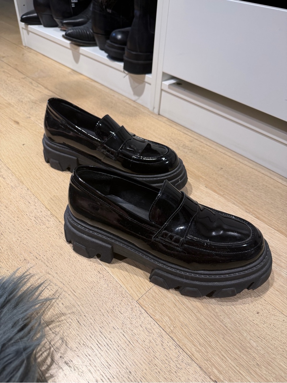 Aloha Chunky Black Leather Loafers